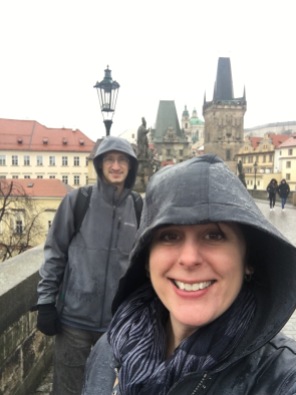 Trudging through rainy Prague